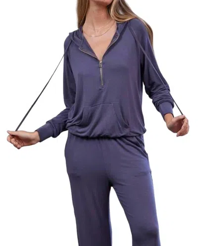 Lamade Darcy Half Zip Hoodie In Petrol In Multi