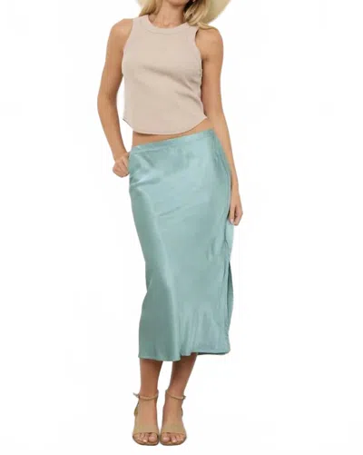 Lamade Doris Silky Slip Skirt In Desert Sage In Blue