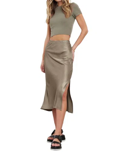 Lamade Doris Silky Slip Skirt In Sage Leaf In Multi
