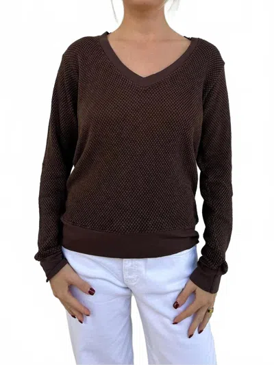 Lamade Gabrielle V-neck Pullover Top In Mahogany In Brown