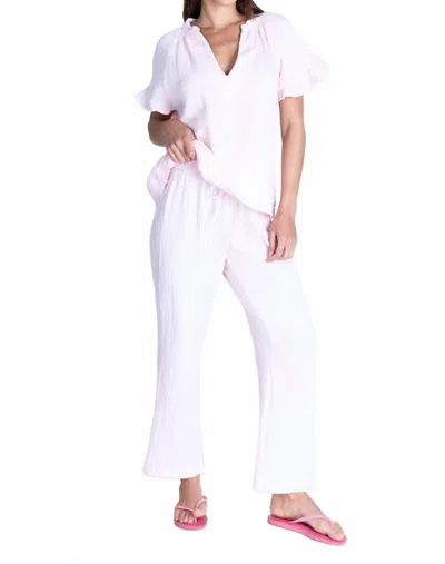 Lamade Gia Gauze V-neck Top In Summer Pink