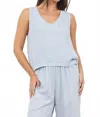 Lamade Helena V-neck Tank Top In Washed Indigo In Blue