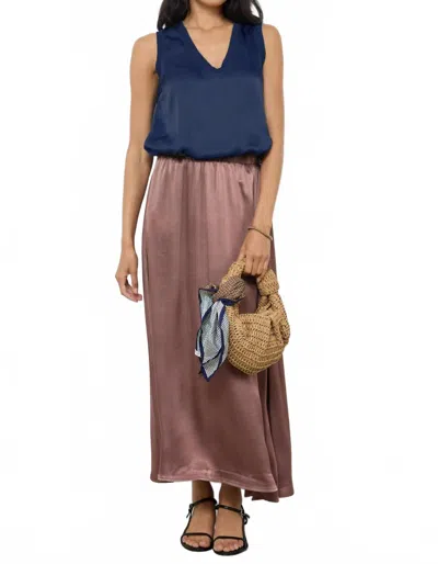 Lamade Lila Satin Tank Top In Dark Night In Blue