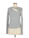 Lamade Long Sleeve Top Gray Keyhole Neckline Tops In Gray