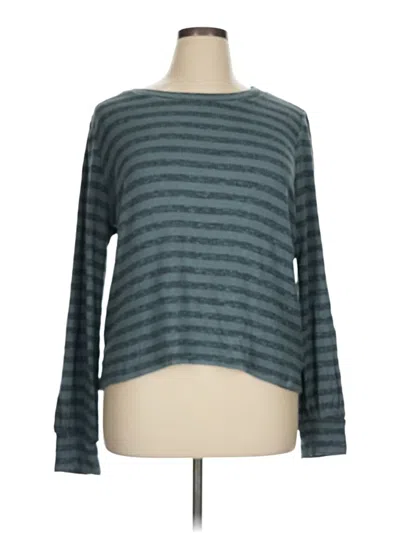 Pre-owned Lamade Long Sleeve Top Teal Boatneck Tops In Blue