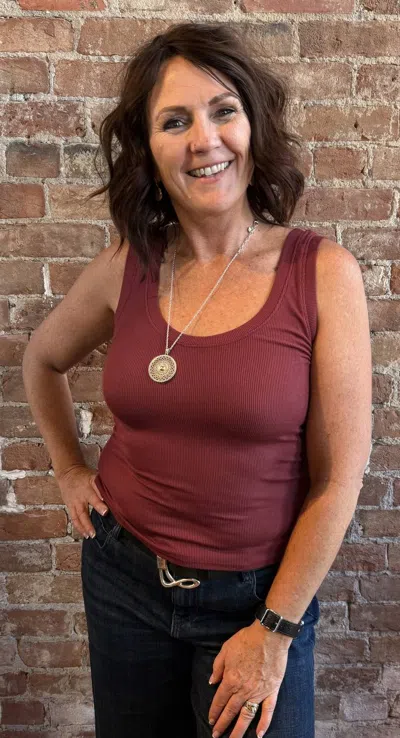 Lamade New You Rib Tank Top In Merlot In Burgundy