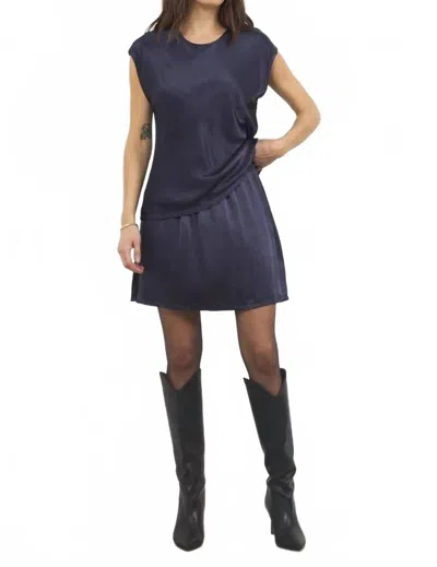 Lamade Oscar Satin Top In Navy In Blue