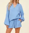 Lamade Santa Fe Gauze Long Sleeve Top In Azure In Blue