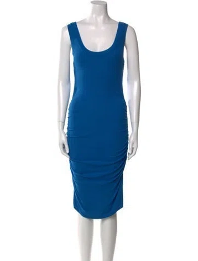 Pre-owned Lamade Scoop Neck Midi Length Dress In Blue