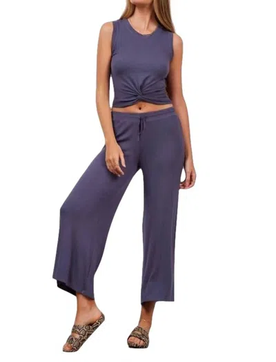 Lamade Shirred Back Crop Culotte Pant In Petrol In Blue