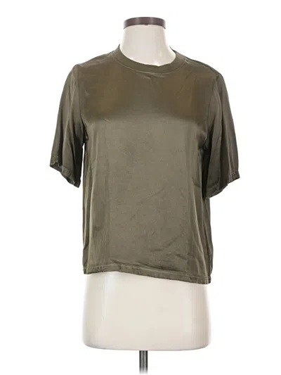 Lamade Short Sleeve Top Green Metallic Pattern Crew Neck Tops