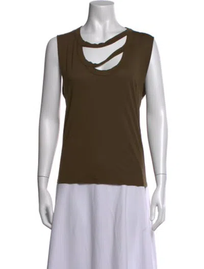 Pre-owned Lamade Supima Cotton Asymmetrical Top In Green