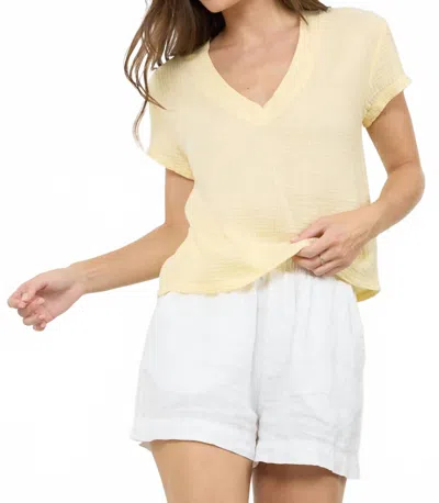 Lamade Suri Deep V-neck Gauze Tee In Butter In Yellow