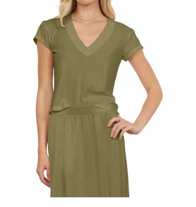 Lamade Suri Organic Deep V Tee In Moss In Green
