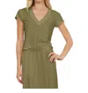 Lamade Suri Organic Deep V Tee In Moss In Pink