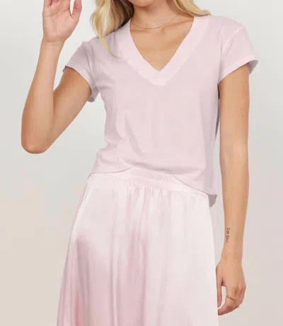 Lamade Suri Organic Deep V Tee In Peony In Red