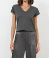 Lamade Suri Organic Deep V Tee In Raven In Multi