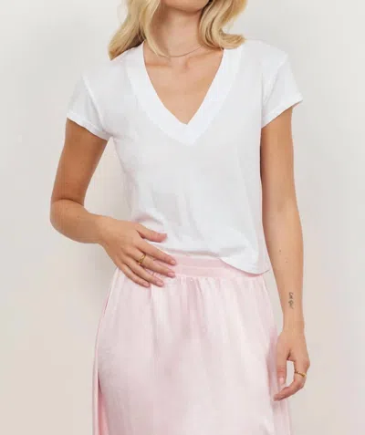Lamade Suri Organic Deep V Tee In White