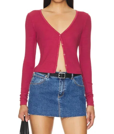 Lamade Sweet V Cardigan In Maroon In Pink