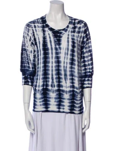 Pre-owned Lamade Tie-dye Print Scoop Neck Top In Blue