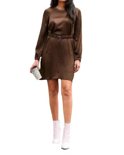 Lamade Unforgettable Silky Belted Dress In Army In Brown