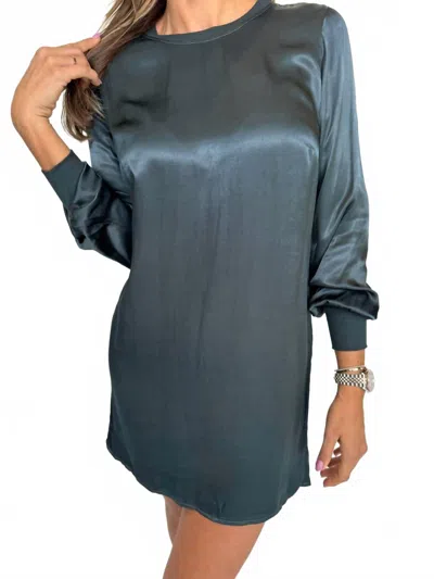 Lamade Wells Silky Dress In Pine Green In Blue