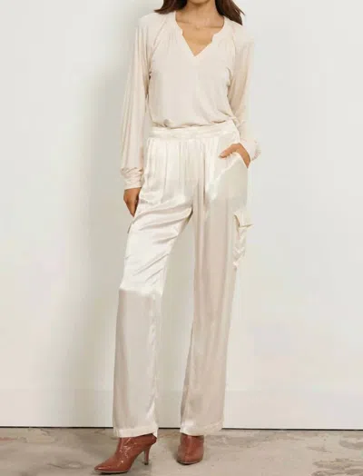 Lamade Wide Silky Cargo Long Pant In Dove In Grey