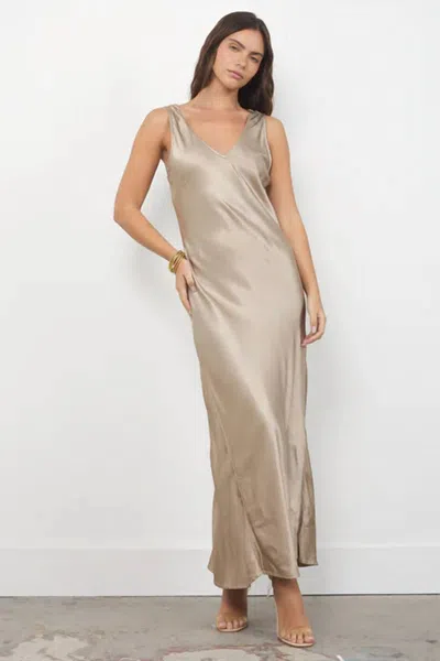 Lamade Wynn Silky Maxi Dress In Oak Bark In Gold