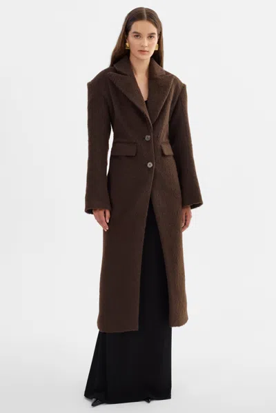 Lamarque Aaliyah Hourglass Textured Coat In Brown