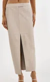 Lamarque Abia Bon Low Waist Leather Skirt In Bone