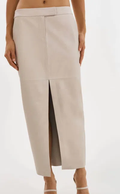 Lamarque Abia Bon Low Waist Leather Skirt In Bone