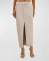 LAMARQUE ABIA FRONT-SLIT LEATHER MAXI SKIRT