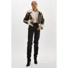 Lamarque Adrina Faux Shearling Crop Jacket In Brown
