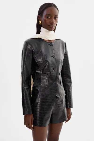Lamarque Agnes Faux Leather Croco Jacket