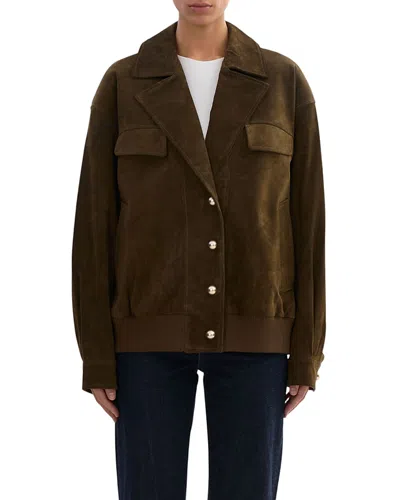 Lamarque Aleda Oversized Suede Jacket In Brown