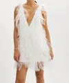 Lamarque Alena V-neck Feather Minidress In White