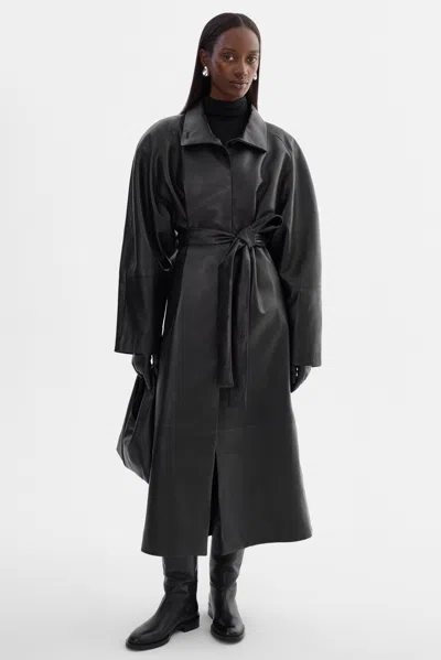 Lamarque Alexandra Leather Coat In Black