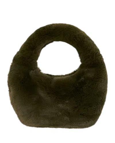 Lamarque Alix Faux Fur Hobo Bag In Dark Olive