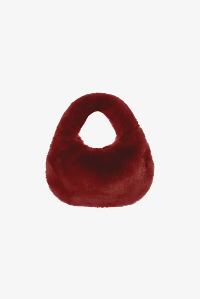 Lamarque Alix Mini Faux Fur Hobo Bag In Maroon