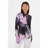 Lamarque Alzina Long-sleeve Jersey Button-front Shirt In Black