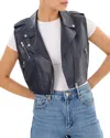 Lamarque Amalia Leather Moto Vest In Navy