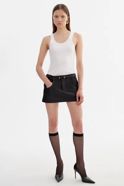 Lamarque Amara Leather Mini Skirt In White
