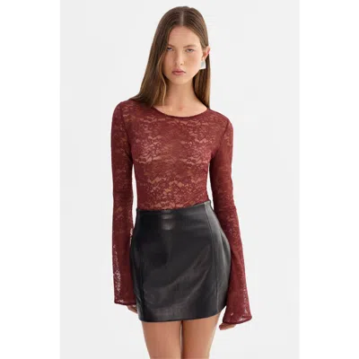 Lamarque Amelia | Lace Long Sleeve Top In Red