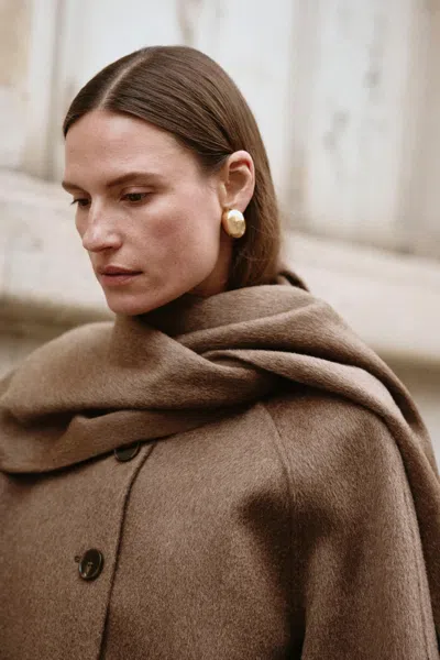 Lamarque Anca Wool Scarf Jacket In Brown