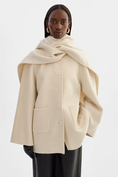 Lamarque Anca Wool Scarf Jacket In Neutral