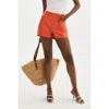 Lamarque Anika Leather High-waisted Shorts In Orange