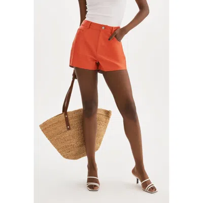 Lamarque Anika Leather High-waisted Shorts In Orange