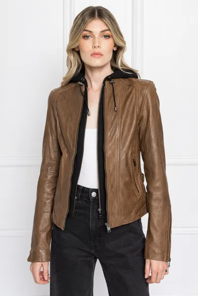 Lamarque Arlette Leather Biker Jacket In Rawhide