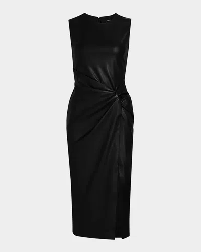 Lamarque Asymmetric Faux Leather Dress In Black
