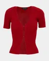 Lamarque Aurelie Open-front Ribbed Knit Top In Red
